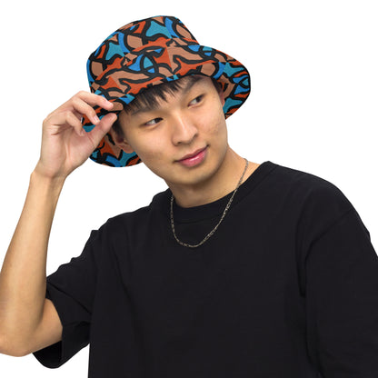 Reversible Orange Pieces bucket hat